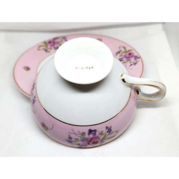 Pink Floral Gold Trim N-C-349 Vintage Teacup & Saucer - Elegant Collectible Set - Picture 9 of 14